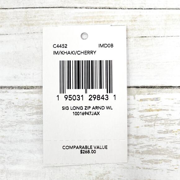 Coach Long Zip Around Wallet in Signature Canvas Khaki Cherry C4452 - Picture 5 of 5